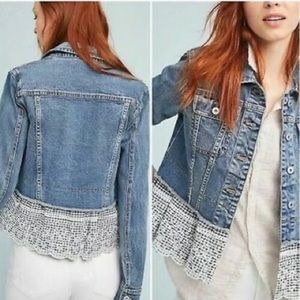 Pilcro & the Letterpress Eyelet Denim Jacket size L never worn with tags